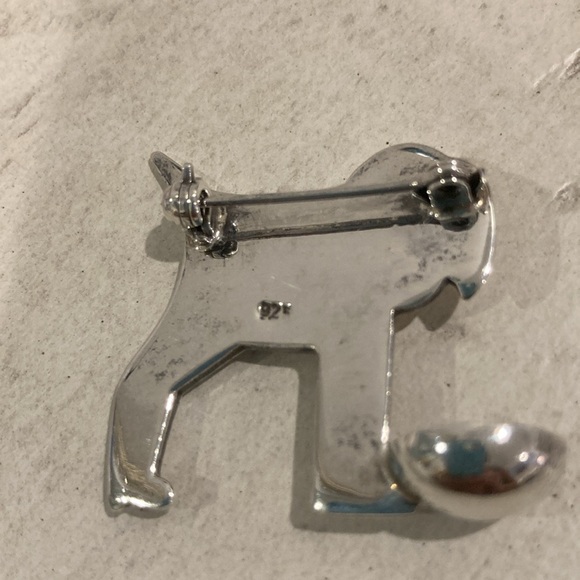 Sterling dog with bowl pin vintage - Picture 3 of 6